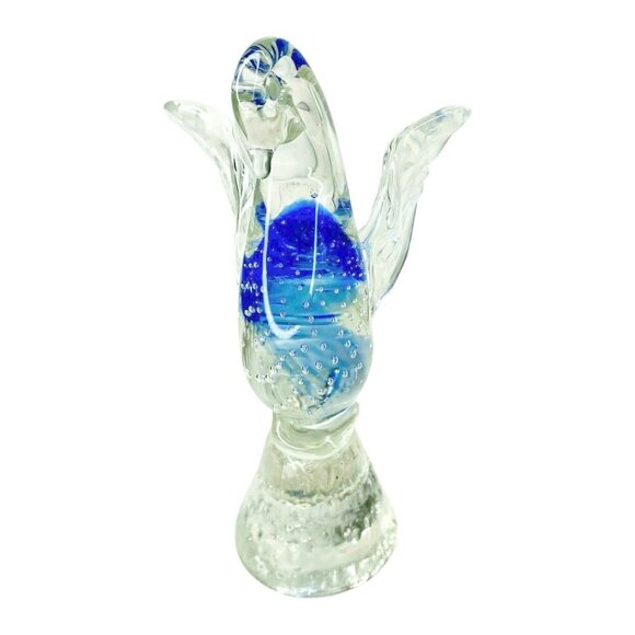 Murano Hand-Blown Glass Dove Bird Figurine Decor Controlled Bubbles Paperweight - Picture 7 of 10